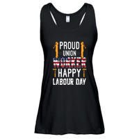 American Flag Proud Union Worker Happy Labor Day Gift Ladies Essential Flowy Tank