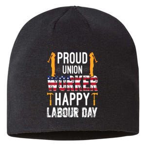 American Flag Proud Union Worker Happy Labor Day Gift Sustainable Beanie