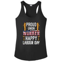 American Flag Proud Union Worker Happy Labor Day Gift Ladies PosiCharge Competitor Racerback Tank