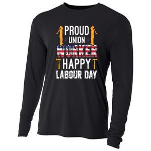 American Flag Proud Union Worker Happy Labor Day Gift Cooling Performance Long Sleeve Crew