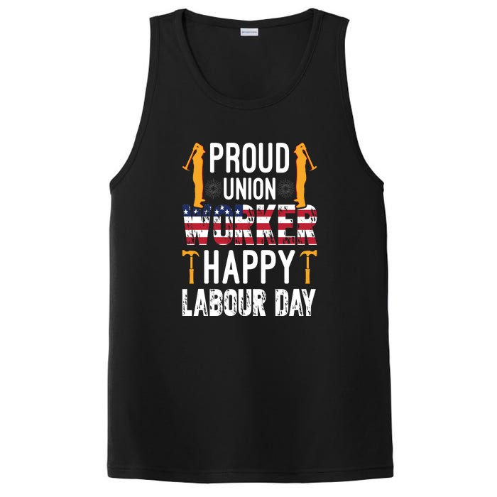 American Flag Proud Union Worker Happy Labor Day Gift PosiCharge Competitor Tank