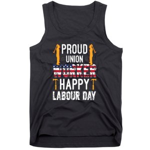 American Flag Proud Union Worker Happy Labor Day Gift Tank Top