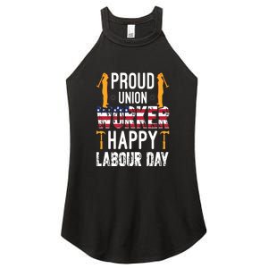 American Flag Proud Union Worker Happy Labor Day Gift Women's Perfect Tri Rocker Tank