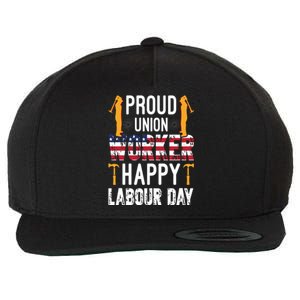 American Flag Proud Union Worker Happy Labor Day Gift Wool Snapback Cap