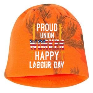 American Flag Proud Union Worker Happy Labor Day Gift Kati - Camo Knit Beanie