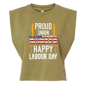 American Flag Proud Union Worker Happy Labor Day Gift Garment-Dyed Women's Muscle Tee