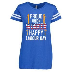 American Flag Proud Union Worker Happy Labor Day Gift Enza Ladies Jersey Football T-Shirt