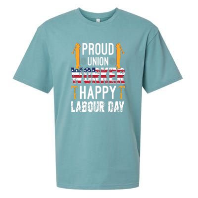 American Flag Proud Union Worker Happy Labor Day Gift Sueded Cloud Jersey T-Shirt