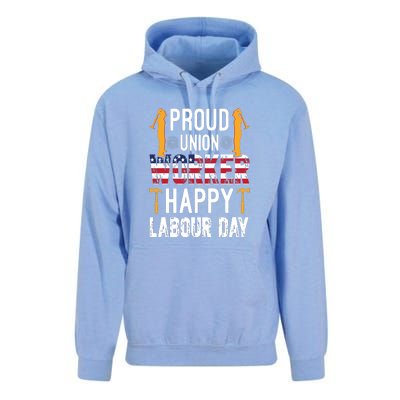 American Flag Proud Union Worker Happy Labor Day Gift Unisex Surf Hoodie