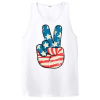 American Flag Peace Sign Hand 4th Of July Patriotic PosiCharge Competitor Tank