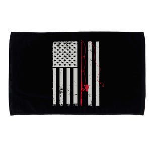 American Flag Patriotic Fishing Pole Outdoors Gift Microfiber Hand Towel