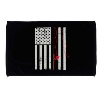 American Flag Patriotic Fishing Pole Outdoors Gift Microfiber Hand Towel