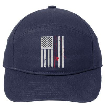 American Flag Patriotic Fishing Pole Outdoors Gift 7-Panel Snapback Hat