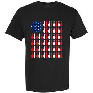 American Flag Patriotic Bowler & Bowling Garment-Dyed Heavyweight T-Shirt