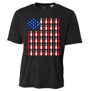 American Flag Patriotic Bowler & Bowling Cooling Performance Crew T-Shirt