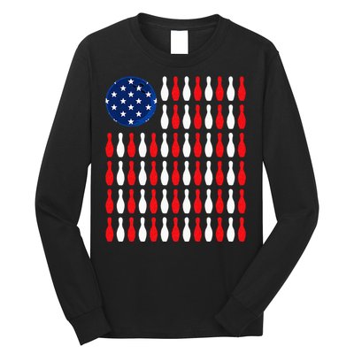 American Flag Patriotic Bowler & Bowling Long Sleeve Shirt