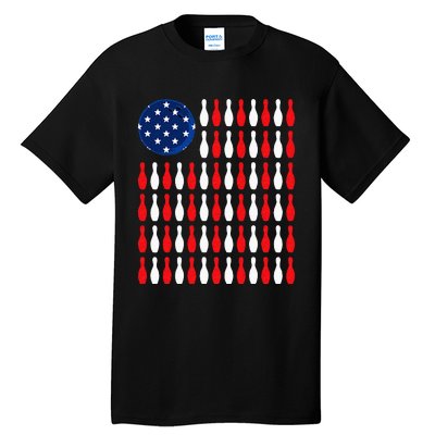 American Flag Patriotic Bowler & Bowling Tall T-Shirt