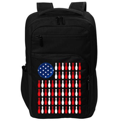 American Flag Patriotic Bowler & Bowling Impact Tech Backpack