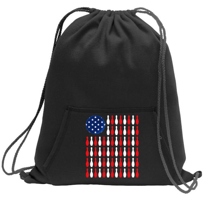 American Flag Patriotic Bowler & Bowling Sweatshirt Cinch Pack Bag