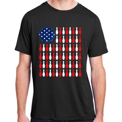 American Flag Patriotic Bowler & Bowling Adult ChromaSoft Performance T-Shirt