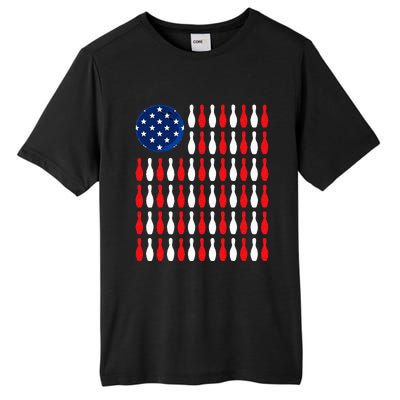 American Flag Patriotic Bowler & Bowling Tall Fusion ChromaSoft Performance T-Shirt