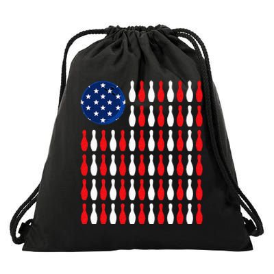 American Flag Patriotic Bowler & Bowling Drawstring Bag