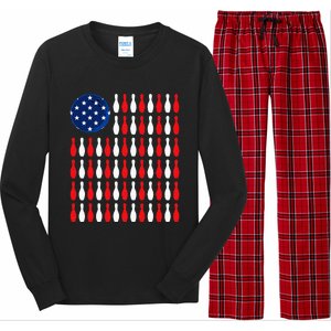 American Flag Patriotic Bowler & Bowling Long Sleeve Pajama Set