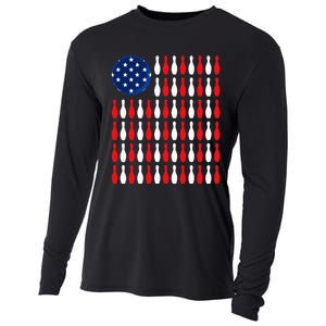 American Flag Patriotic Bowler & Bowling Cooling Performance Long Sleeve Crew