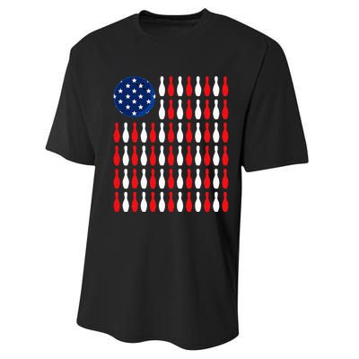 American Flag Patriotic Bowler & Bowling Performance Sprint T-Shirt