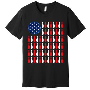 American Flag Patriotic Bowler & Bowling Premium T-Shirt