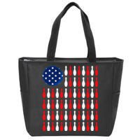 American Flag Patriotic Bowler & Bowling Zip Tote Bag