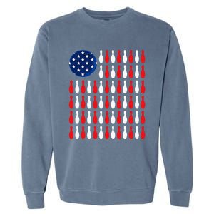 American Flag Patriotic Bowler & Bowling Garment-Dyed Sweatshirt