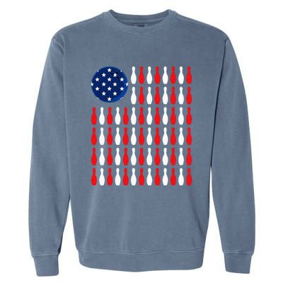 American Flag Patriotic Bowler & Bowling Garment-Dyed Sweatshirt