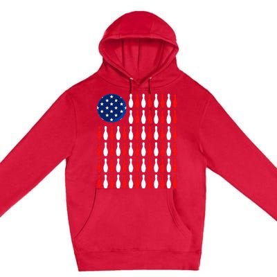 American Flag Patriotic Bowler & Bowling Premium Pullover Hoodie