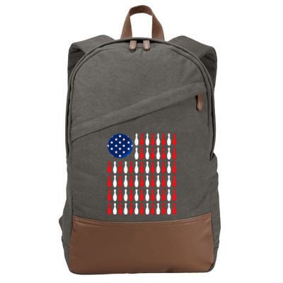 American Flag Patriotic Bowler & Bowling Cotton Canvas Backpack