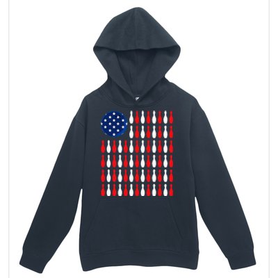 American Flag Patriotic Bowler & Bowling Urban Pullover Hoodie