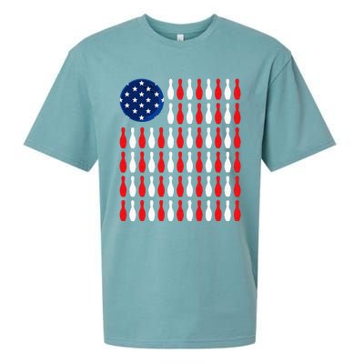 American Flag Patriotic Bowler & Bowling Sueded Cloud Jersey T-Shirt