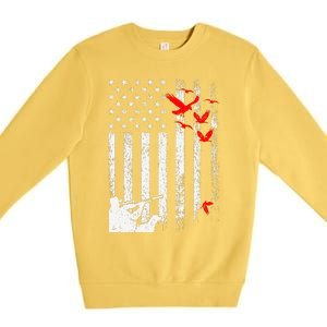 American Flag Patriotic Duck Hunting Waterfowl Premium Crewneck Sweatshirt