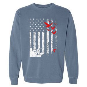 American Flag Patriotic Duck Hunting Waterfowl Garment-Dyed Sweatshirt