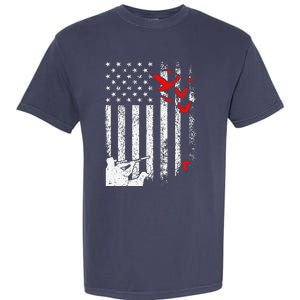 American Flag Patriotic Duck Hunting Waterfowl Garment-Dyed Heavyweight T-Shirt