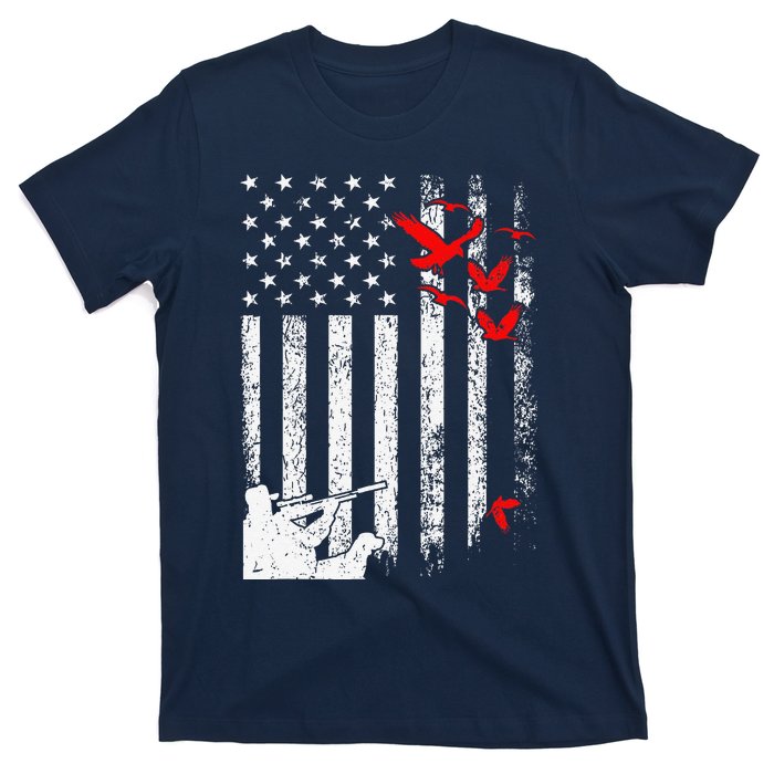 American Flag Patriotic Duck Hunting Waterfowl T-Shirt