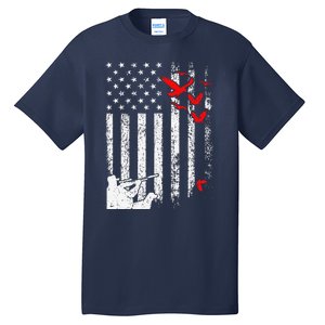 American Flag Patriotic Duck Hunting Waterfowl Tall T-Shirt