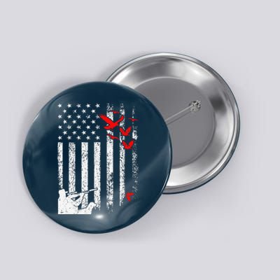 American Flag Patriotic Duck Hunting Waterfowl Button