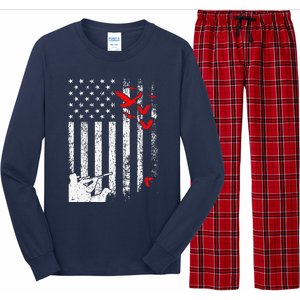 American Flag Patriotic Duck Hunting Waterfowl Long Sleeve Pajama Set