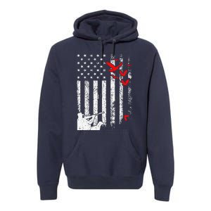 American Flag Patriotic Duck Hunting Waterfowl Premium Hoodie