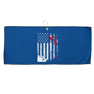 American Flag Patriotic Duck Hunting Waterfowl Large Microfiber Waffle Golf Towel