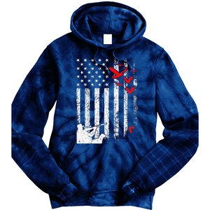 American Flag Patriotic Duck Hunting Waterfowl Tie Dye Hoodie