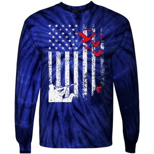 American Flag Patriotic Duck Hunting Waterfowl Tie-Dye Long Sleeve Shirt