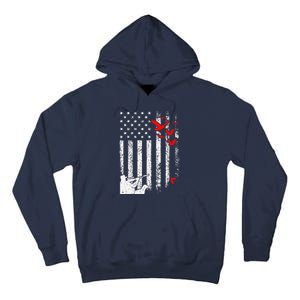 American Flag Patriotic Duck Hunting Waterfowl Tall Hoodie