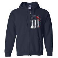 American Flag Patriotic Duck Hunting Waterfowl Full Zip Hoodie